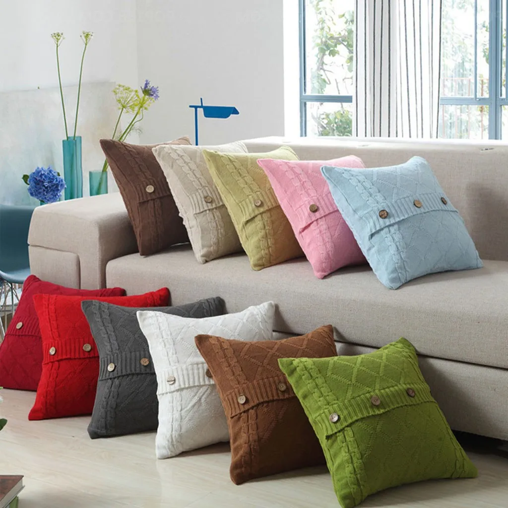 

Pillowcase Knitting New Fashion Throw Cafe Sofa Cushion Cover Bedroom Home Office Solid Decor Pillow Case #45