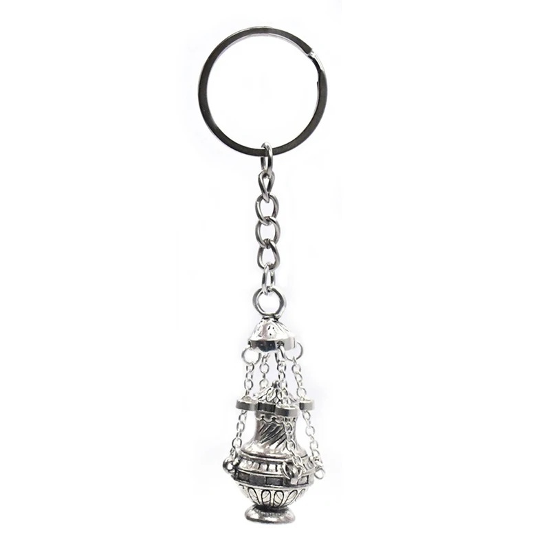 

Christian Incense Burner Keychain Religious Key Ring Jewelry Bag Car Pendant