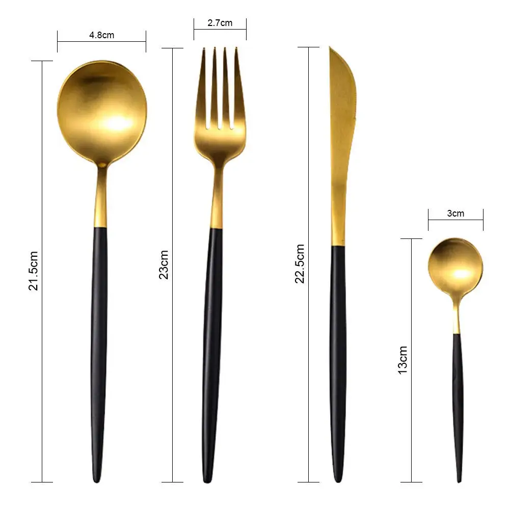 

4Pcs Flatware Set Stainless Steel Tableware Western Utensils Set Knife Fork Spoon Gold Finish Polished Cutlery Steak Dinner Sets