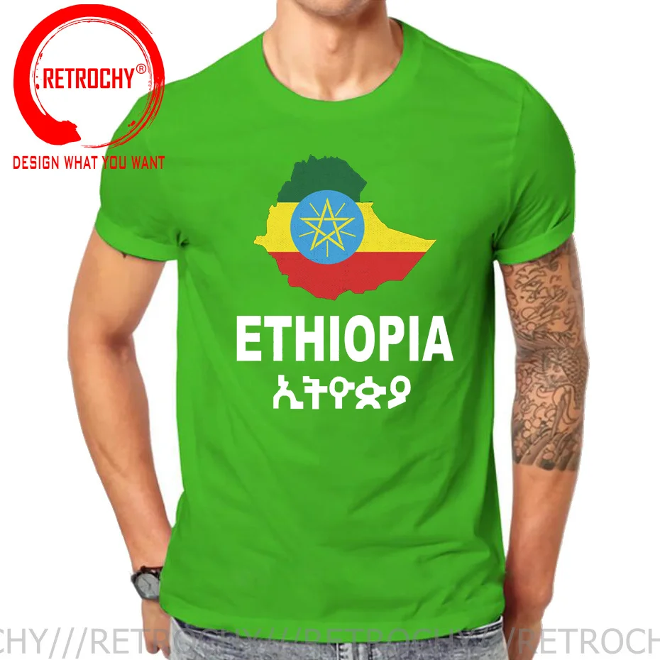 

Vintage Ethiopia Soccer T-Shirt Souvenir With Ethiopian Map and Flag T Shirt homme Patriotic Country Lovers Fans TShirt Camiseta