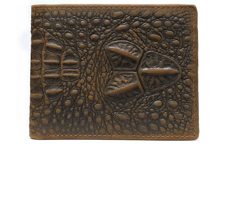 Мужской тисненый крокодиловый короткий кошелек с карманом для руки женский