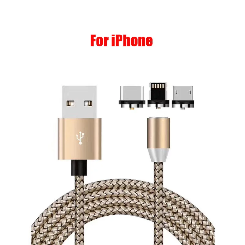 Магнитный USB кабель для быстрой зарядки USB кабель подходит для iPhone зарядное устройство для зарядки данных USB кабель для мобильного телефона USB кабель для зарядки - Цвет: Golden IOS cable