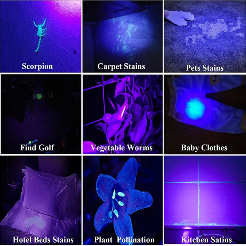 

New Litwod UV Flashlight 100LED 365nm Violet Light for Pet Urine Stains Detector Inspection Banknote Camping use AA battery z40+