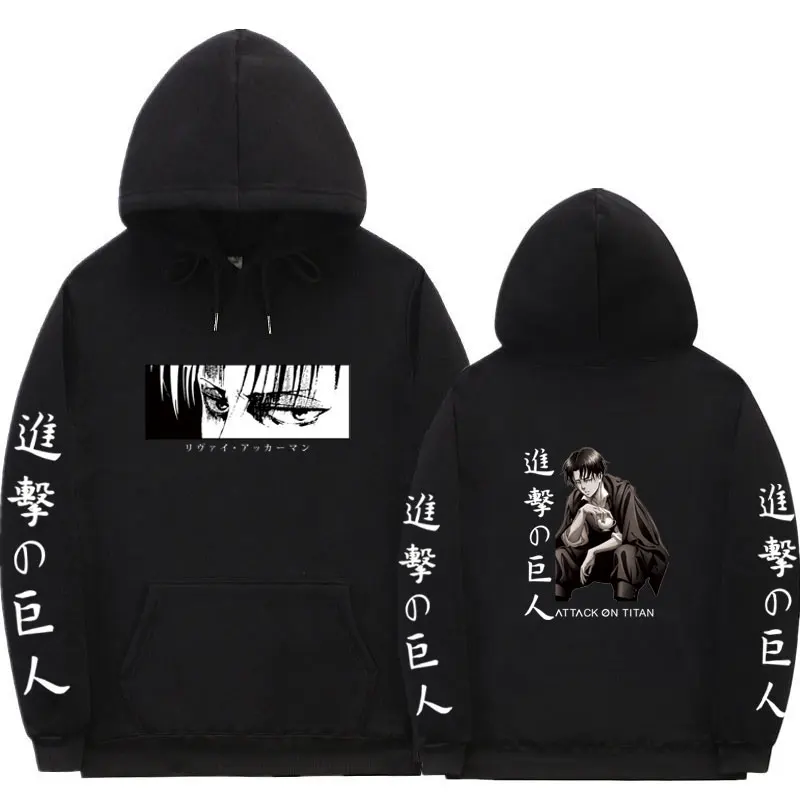 

Japanese anime Attack on Titan Manga Men Hoodies Sleeve Anime Eren Yeager Pullover Harajuku Hoodie Sweatshirt Tops