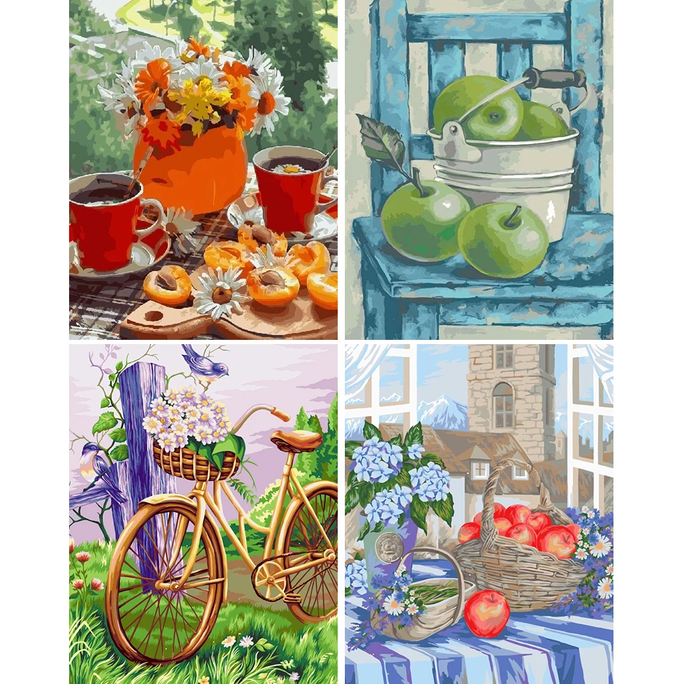 

Алмазная 5D картина «сделай сам», Набор для вышивки крестиком с фруктами, цветами, птицами, велосипедами, полноразмерная мозаика, картина Стр...