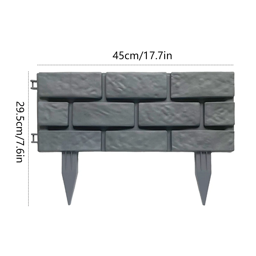 

4pc Garden Lawn Border Fence Detachable Splicing Courtyard Brick Effect Garden Edging Decor DIY Lawn Landscaping Border Palisade