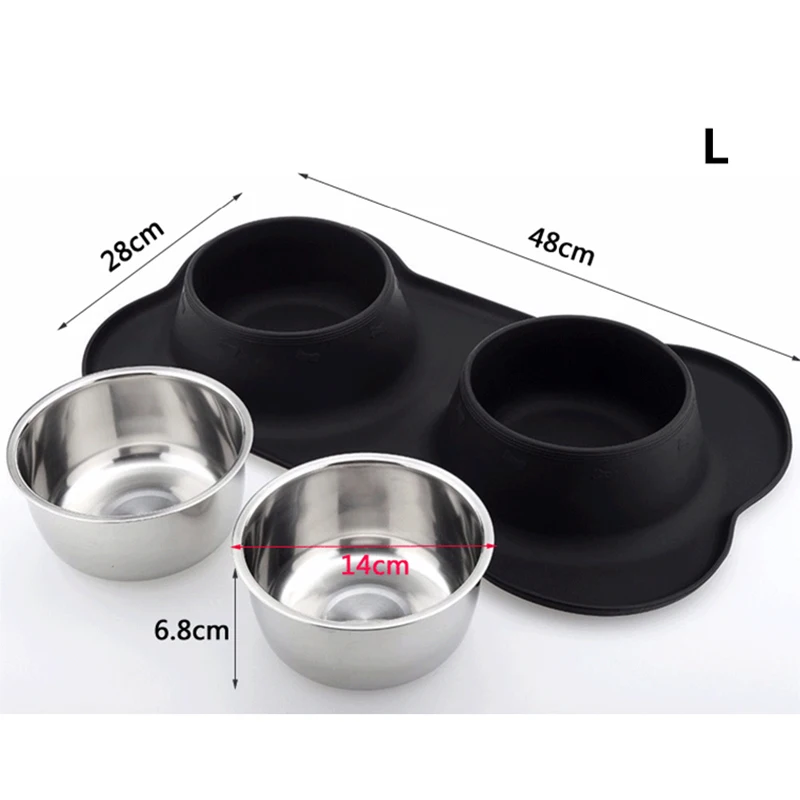 

Pet Dog Puppy Cat Feeding Stainless Steel Dish Pet Drinking Bowl Food Feed Placement Dog Accessories Anti-overflow Tableware