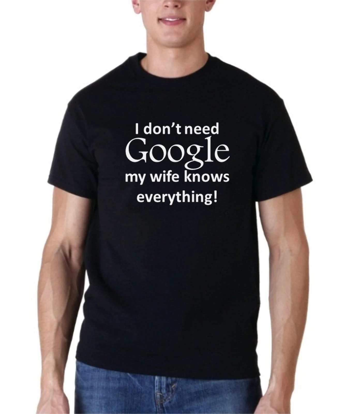 Мне не нужно Google моя жена знает все футболка Рождество День святого