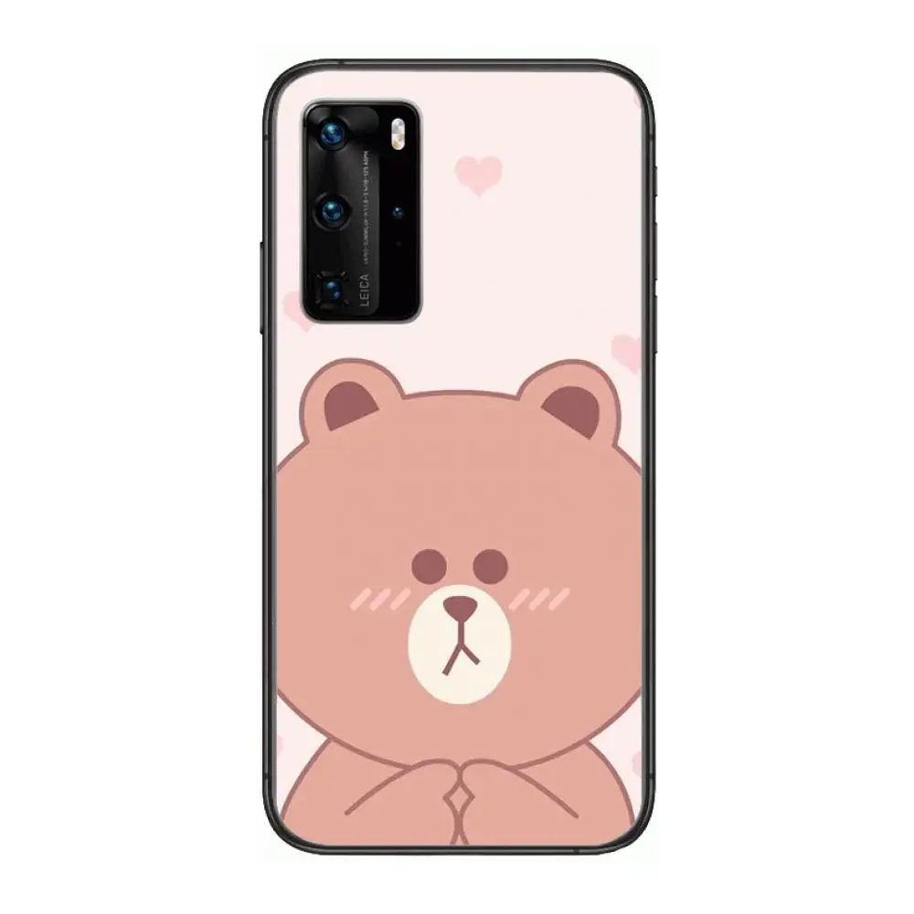 

Cute little bear Phone Case For Huawei P 40 30 20 10 Lite Smart Z Pro Black Etui Coque Painting Hoesjes comic fashion