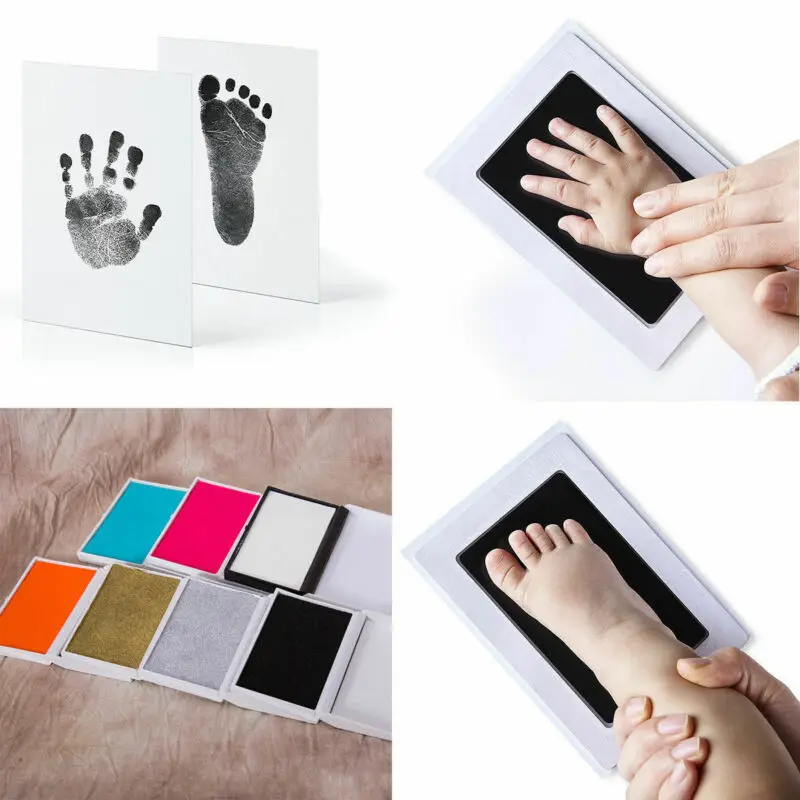 

Goocheer Safe Non-toxic Newborn Baby Footprints Handprint No Touch Skin Inkless Ink Pads Kits Hand Foot Print Keepsake Decor