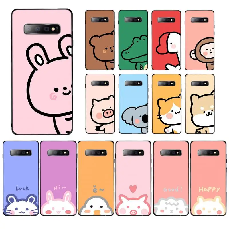 

FHNBLJ Cute Cat rabbit Bear pig Cartoon animals Phone Case for Samsung S10 21 20 9 8 plus lite S20 UlTRA 7edge