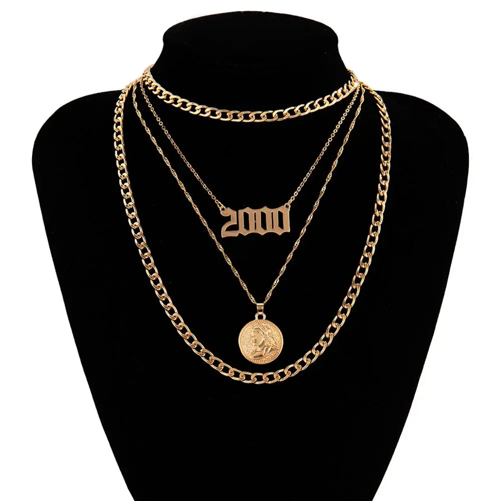

Vintage Angel Coin Pendant Choker Necklace Women Collares Multilayer Sexy Unique Name Year Necklaces Aesthetic Fashion Jewelry