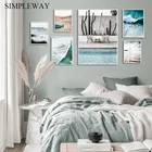 Картина на холсте морские волны, Пляжная доска для серфинга, настенный художественный плакат, гора, пустыня, пейзаж, декоративная картина для домашнего декора комнаты