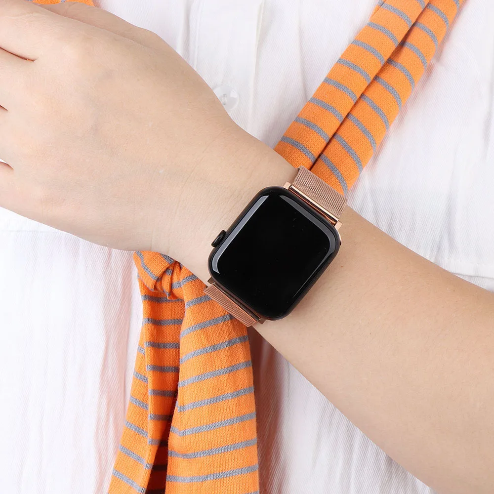 

Ремешок для Apple Watch Series 6 7 Band SE 44 мм 40 мм iWatch 5 4, браслет «Миланская петля» для Apple Watch 3 42 мм 38 мм из нержавеющей стали