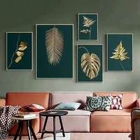 abstract golden leaves canvas painting plant posters and prints wall art pictures nordic modern home decoration for living room
