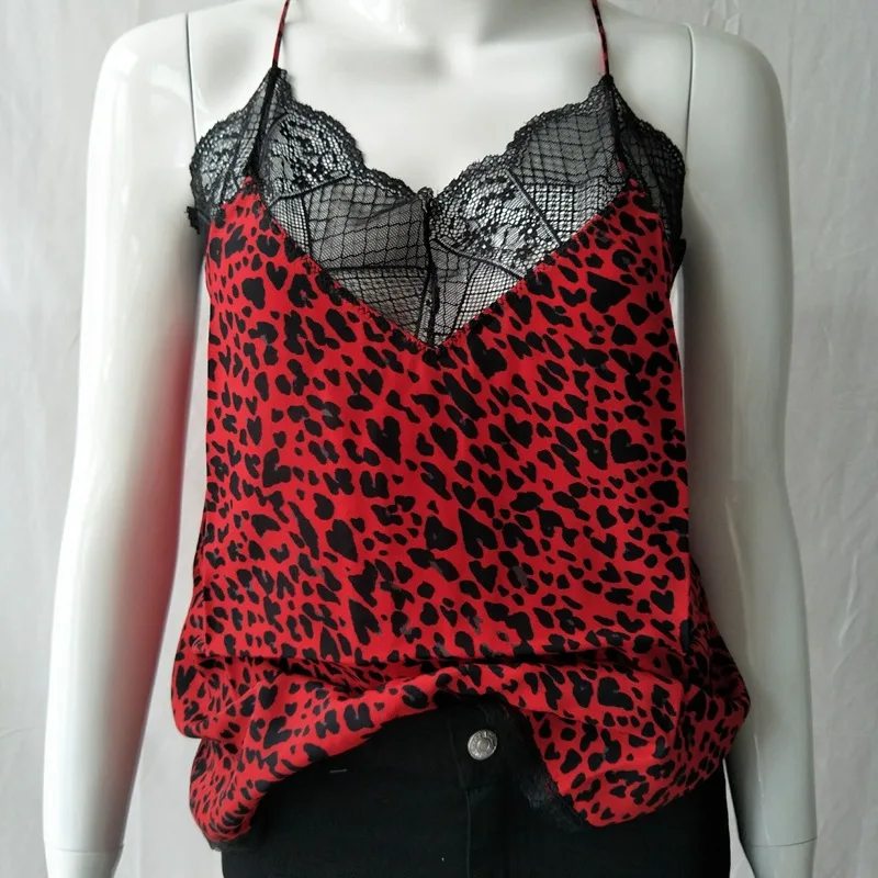 Женский пикантный кружевной жилет с леопардовым принтом|Топы| |
