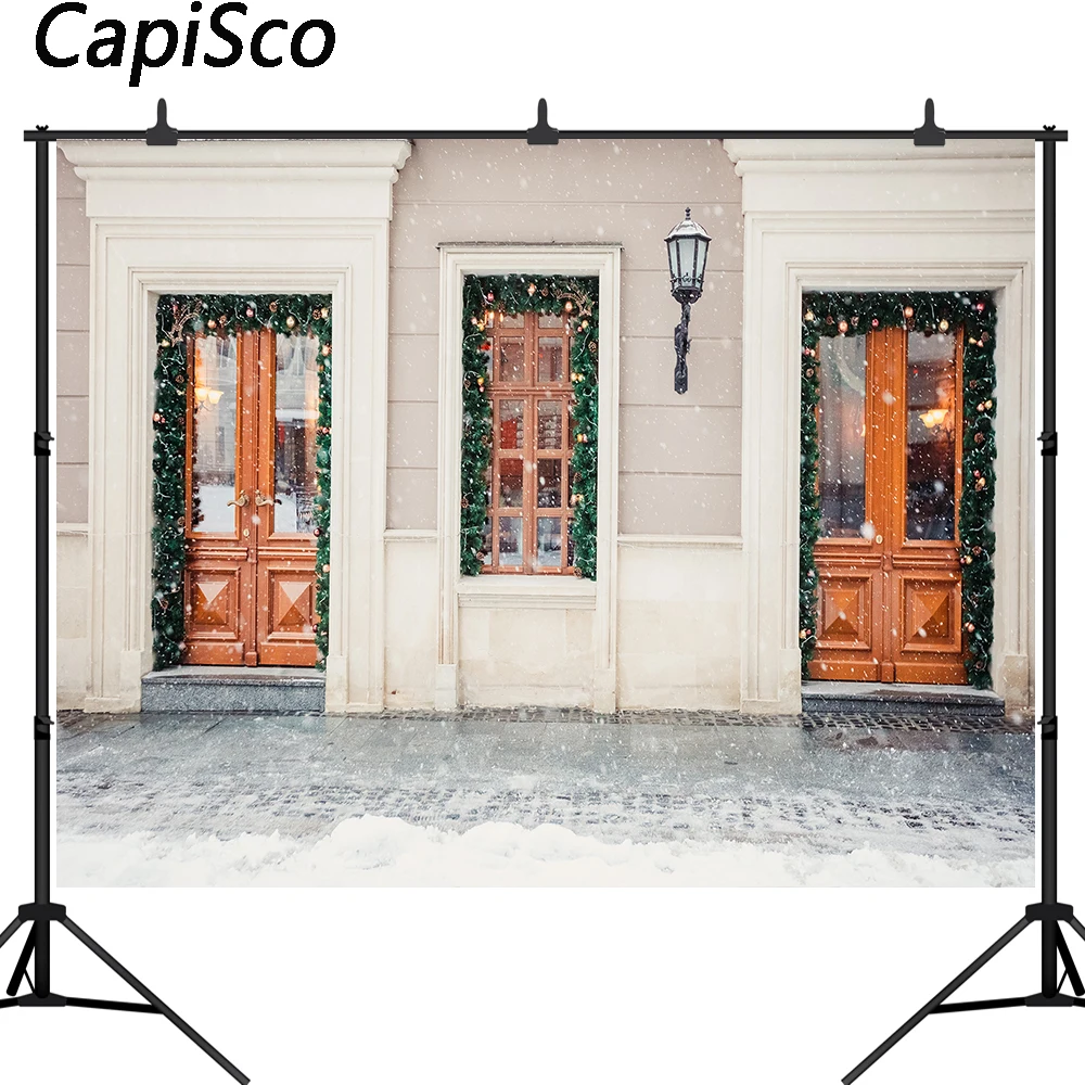 Каписко фоны гирлянда огни Рождественские украшения двери здание европейский