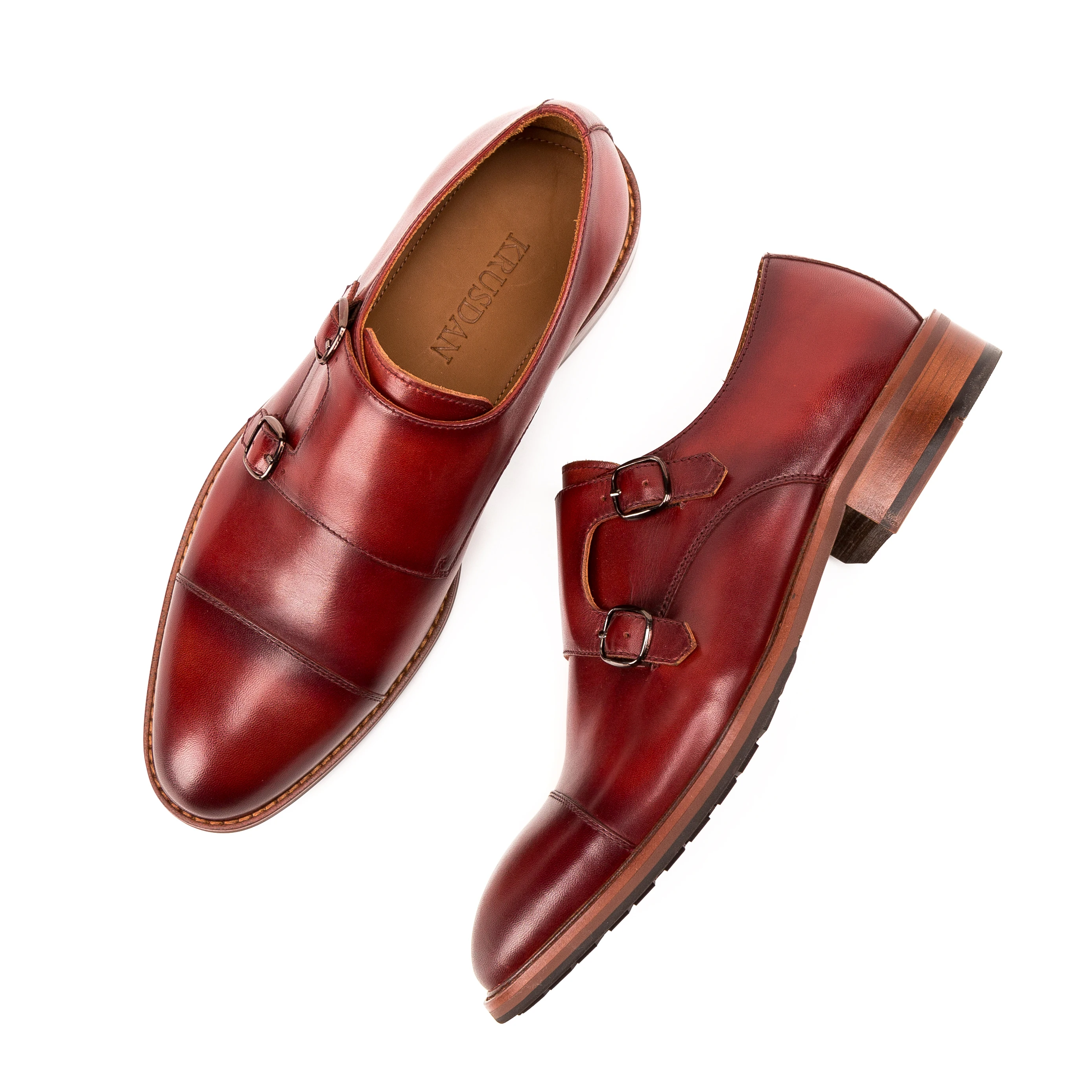 2020 мужские туфли ручной работы из натуральной кожи с двойным ремешком модельные