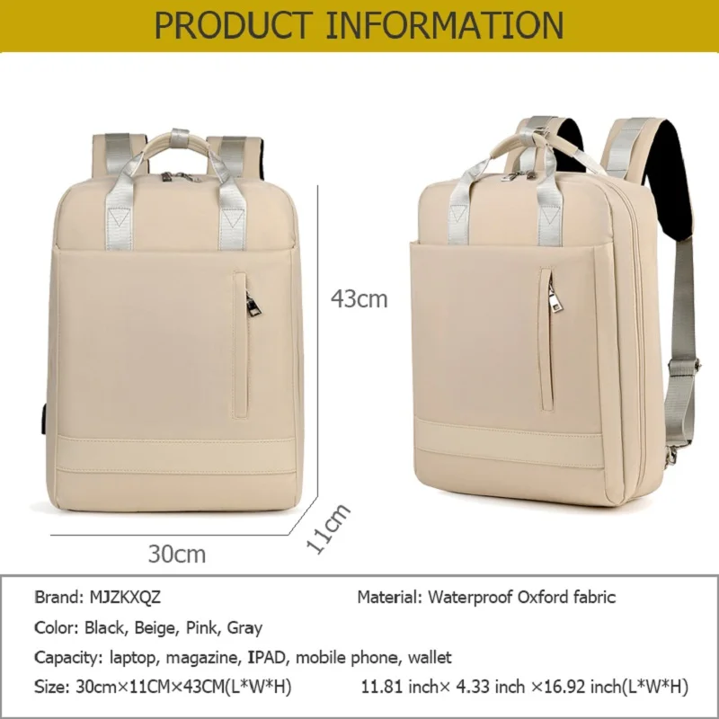 

Mjzkxqz Large Capacity Men Waterproof Backpacks Women 15.6 Inch Laptop Backpack With Charging Port School Bags For Teenage Girl