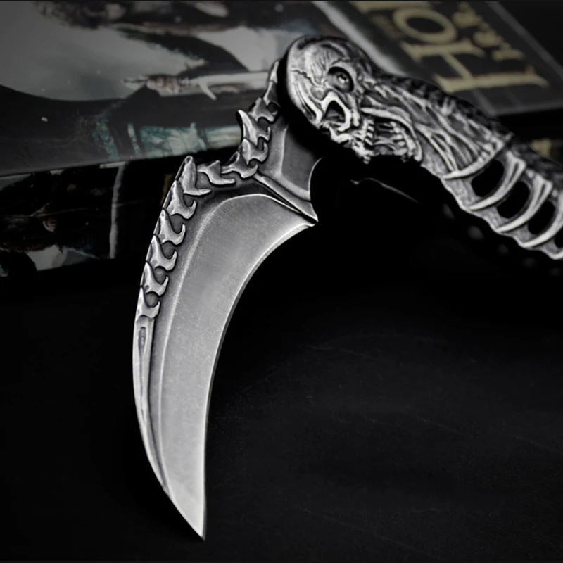 Складной нож Skull Death высокопрочный тактический карманный резец Stonewash для фруктов
