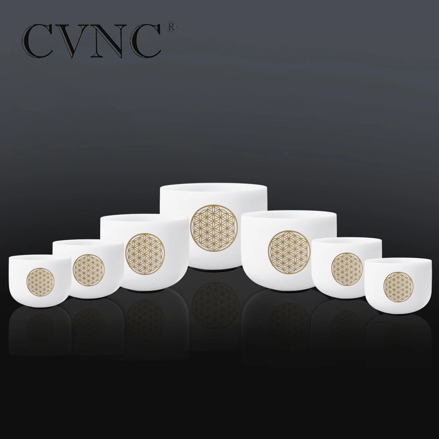 CVNC 6-12 &quotнабор из 8 шт Матовый Кварцевый Поющая чаша с цветком жизни |