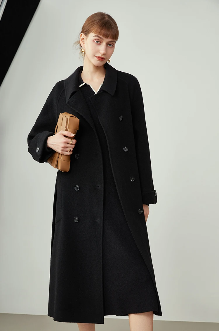 

[100% sheep wool] woolen coat women's 2021 autumn and winter new style Korean cashmere long double-sided woolen coat
