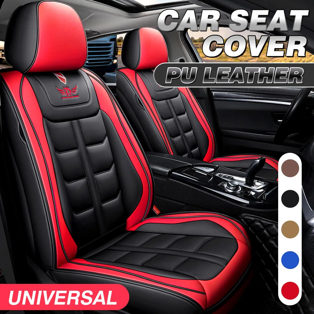 

Universal Front Car Seat Covers PU Leather Seat Cover Non-slip Seat Cushion Cover Waterproof Durable for Trucks SUV for VW/Audi