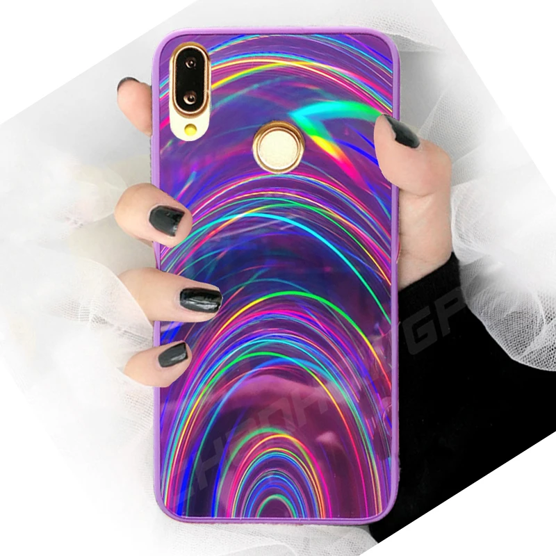 Модный Блестящий чехол для Huawei P Smart Plus 2019 P20 P30 Lite Pro мягкий из ТПУ Y5 Y6 Y7 Y9 Радужный