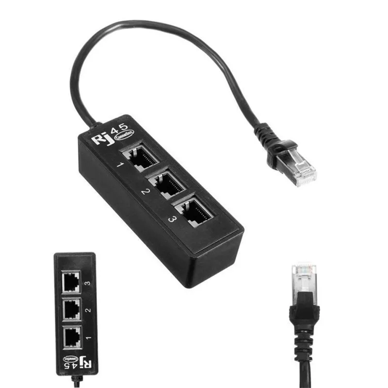 

1 шт., разветвитель для сетевого кабеля Ethernet RJ45 с 1 на 3 разъемами