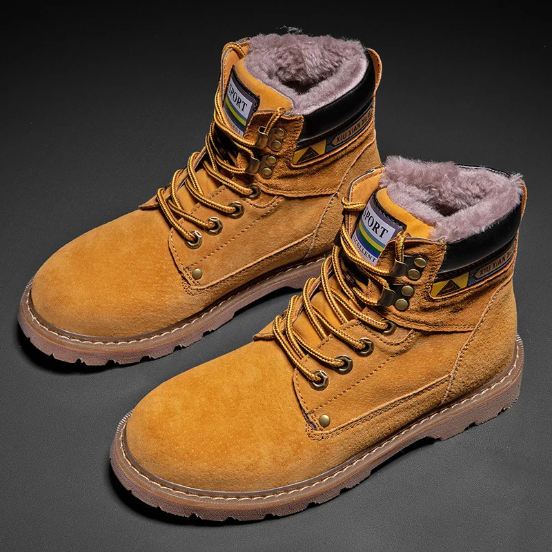 

Модные зимние ботинки из натуральной кожи, удобные ботинки Dr. Martens, мужские зимние теплые высокие ботинки с флисовой подкладкой