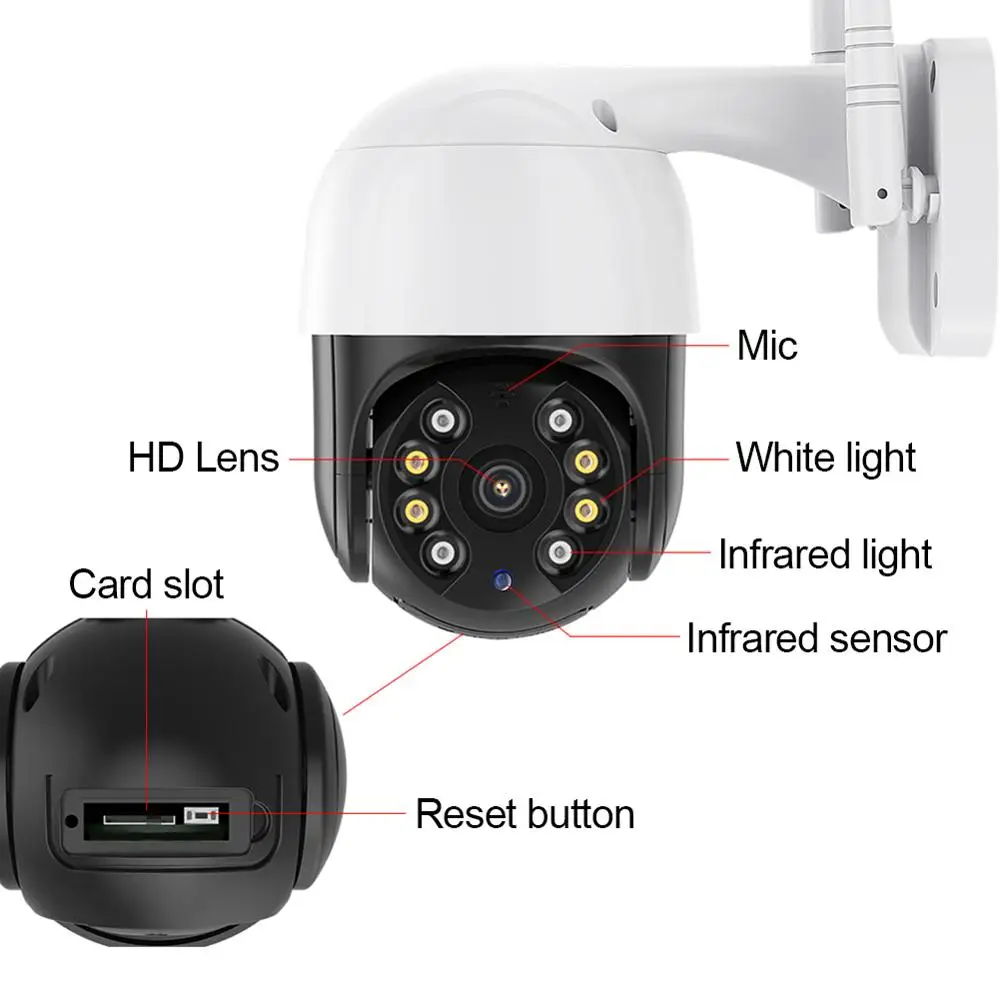 

Outdoor 1080P Wireless WiFi IP Camera 2 Way Audio Pan Tilt Night Vision Waterproof Security Surveillance Camera