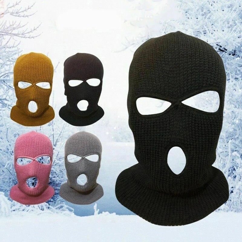 Маска для мужчин и женщин вязаная Лыжная маска на все лицо с 2 отверстиями/3