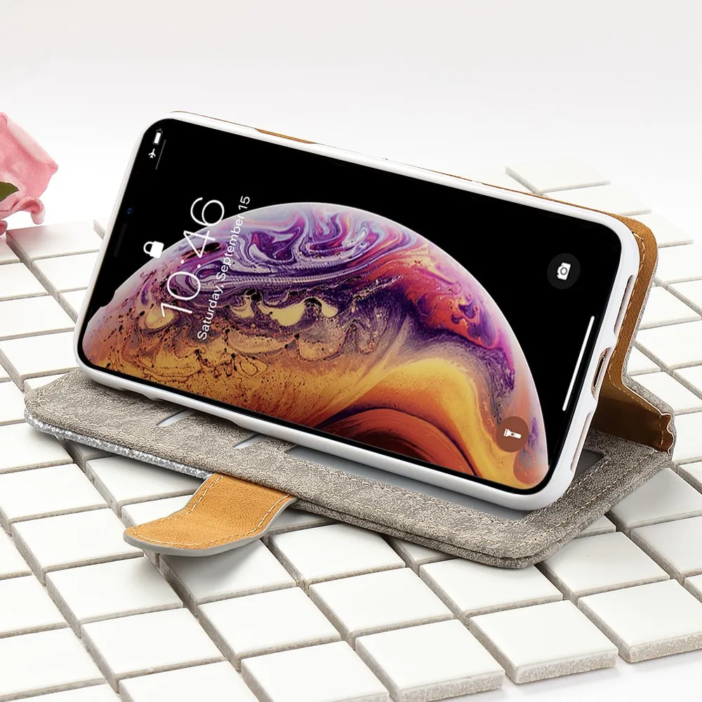 L-FADNUT для iPhone X чехол Xr Xs 11 Pro Max роскошный блестящий флип-кошелек кожаный чехол-держатель для iPhone 8 7 6S 6 Plus 5 5S SE Capa