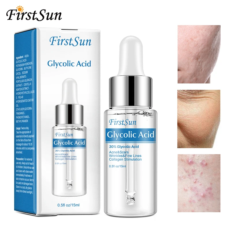 

Glycolic Acid 30% Face Serum Whitening Alpha Arbutin 2% HA Moisturizing Facial Essence Anti-Aging Remove Wrinkles Acne Treatment