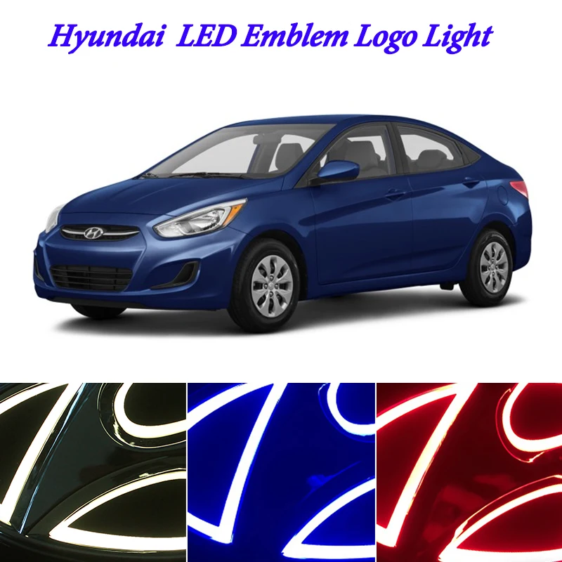 5D значок логотип свет для hyundai getz i40 i30 i10 solaris 2011 Lada Tucson Santa Fe elantra veloster СВЕТОДИОДНЫЙ ЭМБЛЕМА/Бейдж/логотип свет