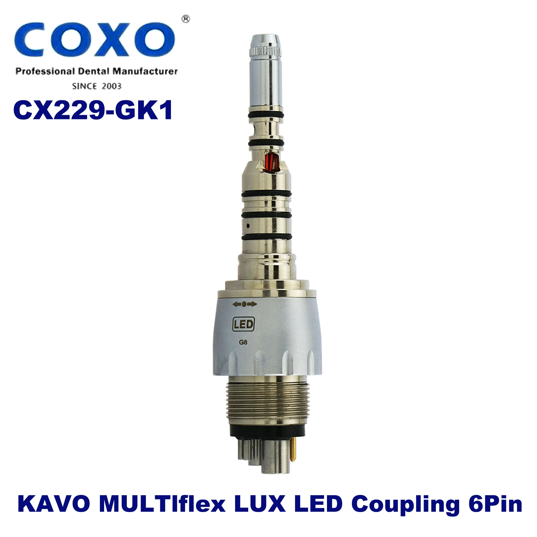 COXO KAVO Multiflex LUX Type Dental LED Coupler Coupling 6Pin 6Holes CX229-GK1 For LED Fiber Optic High Speed Turbine Handpiece