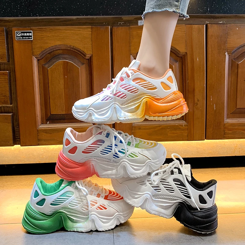 

Women's Casual Shoes Summer New Style Lace-up Thick-soled Height-enhancing Shoes Outdoor Comfortable Casual Jogging Sneakers