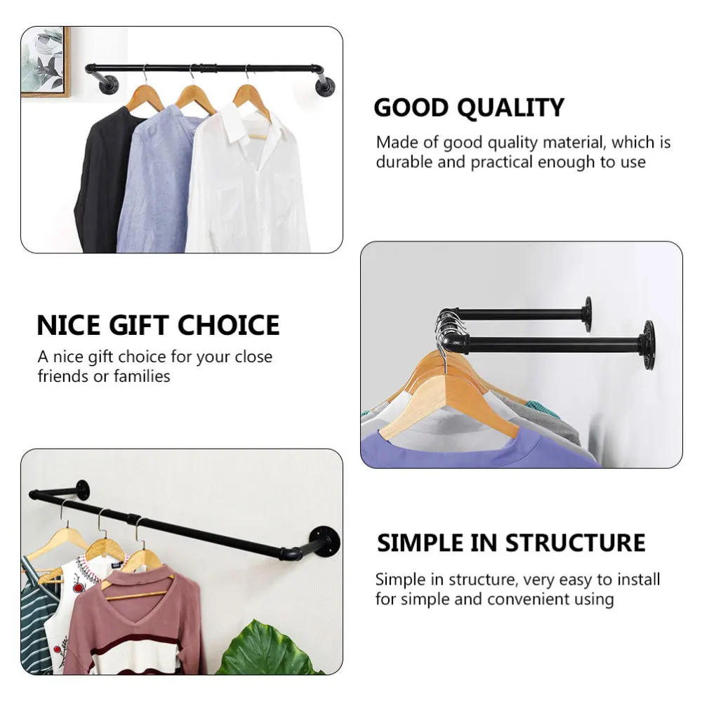 

1PC Industrial Style Clothing Rack Water Pipe Ironwork Display Clothes Hanger