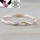 OMHXZJ, оптовая продажа, европейский модный подарок женщине для вечерние, витое кольцо из стерлингового серебра 925 пробы с цирконием ААА, 18 карат, желтое розовое золото RR349