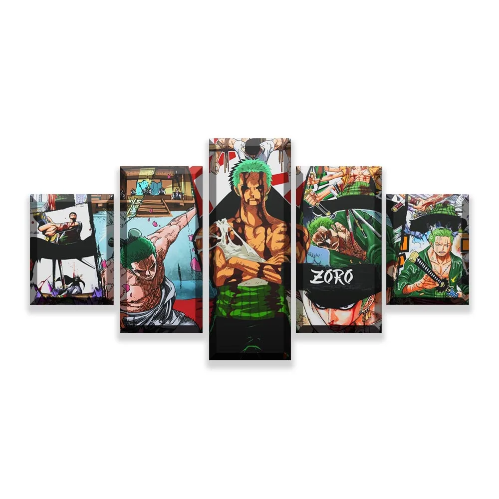 

Canvas Prints Pictures Wall Art 5 Pieces One Piece Zoro Paintings Anime Poster Living Room Decor Modular Framework