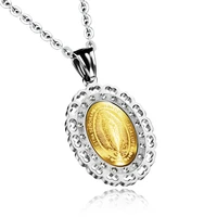 luxury our lady of guadalupe pendant necklace men women stainless steel cz stone necklace religious prayer jewelry ne126g