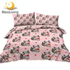 BlessLiving Cute Raccoon Bedding Set Animal Pink Duvet Cover Cartoon Bedspreads Hearts Home Textile for Valentine's Day Dropship 1