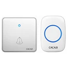 Беспроводной дверной звонок CACAZI, водонепроницаемый, с дальностью действия 300 м, 60 звонков CR2032, батарейный передатчик, приемник светильник щения, вилка стандарта США, ЕС, Великобритании