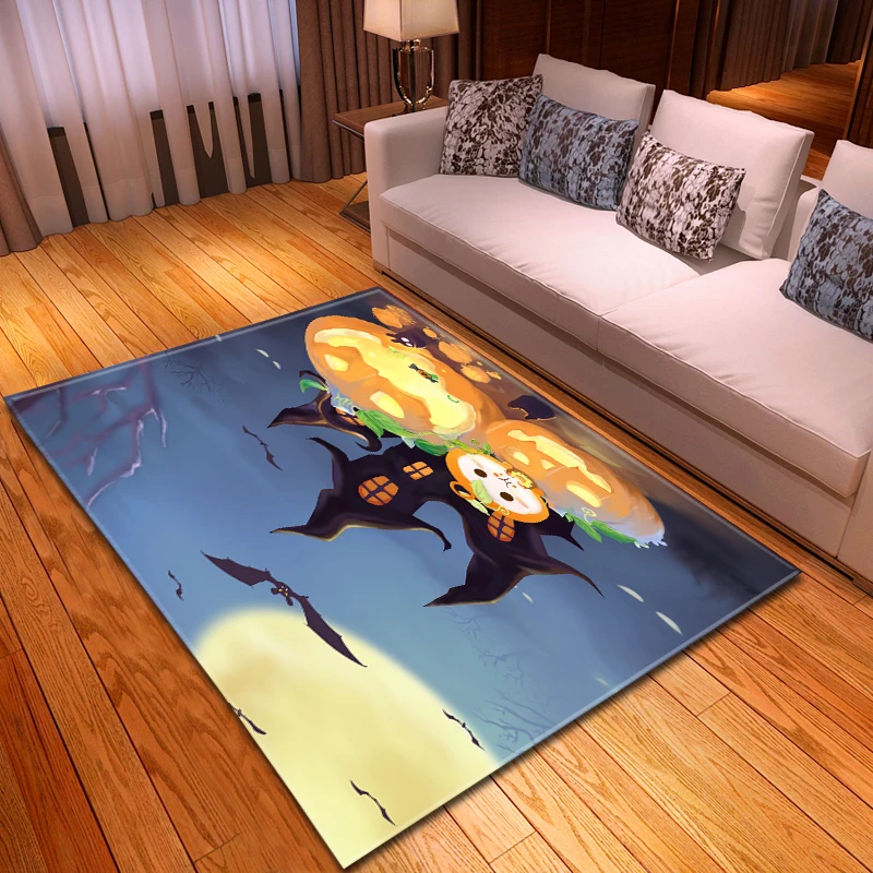 Ковры для гостиной на Хэллоуин фланелевые Противоскользящие коврики украшения