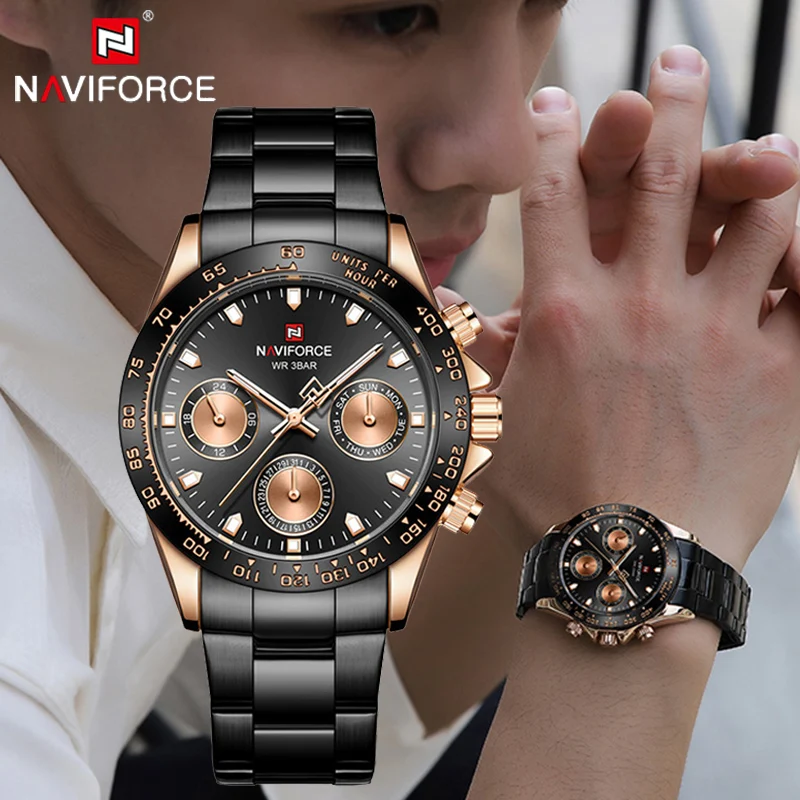Часы наручные NAVIFORCE мужские роскошные брендовые модные деловые