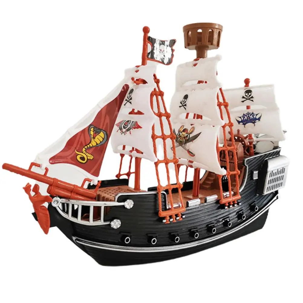 Juguete de Barco Pirata para ni&ntilde;os, adornos de decoraci&oacute;n del hogar, modelo de Barco Pirata duradero de seguridad para ni&ntilde;os-0