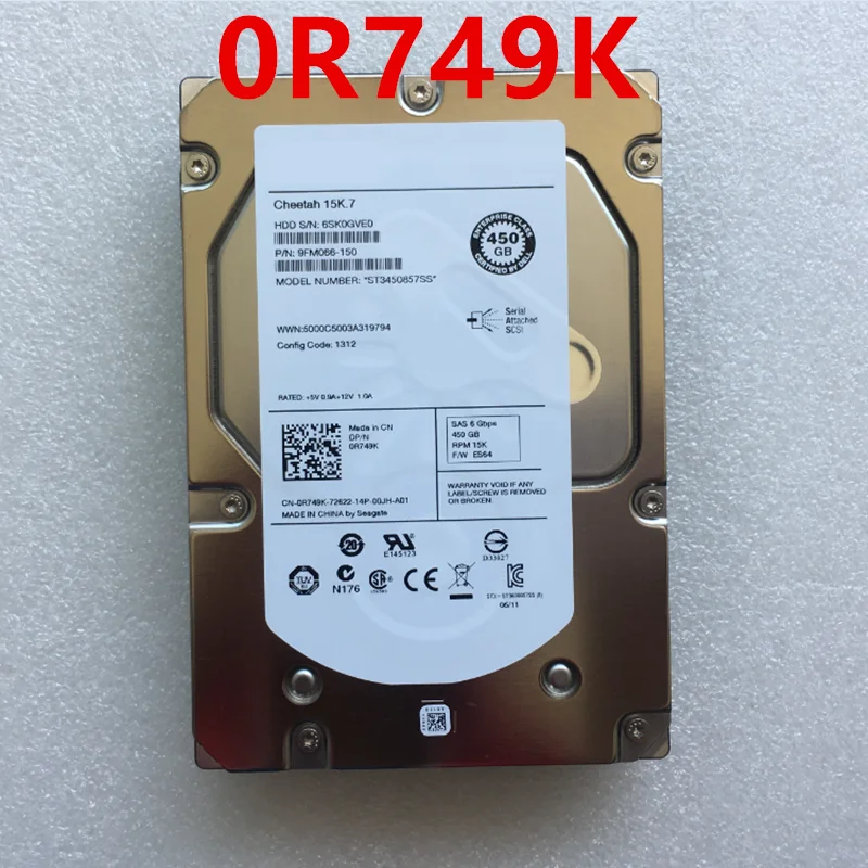 

Оригинальный Новый HDD для Dell 450 Гб 3,5 "SAS 64 Мб 15000 об/мин для внутреннего HDD для сервера HDD для 0R749K R749K ST3450857SS