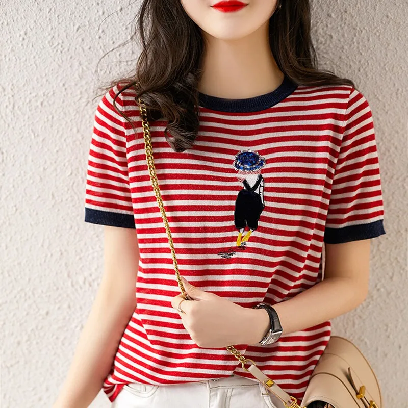 

2021 New Summer T Shirt Women Elasticity Oversized T-Shirt Woman Clothes Female Tops Short sleeve Women's tube top knit Canale