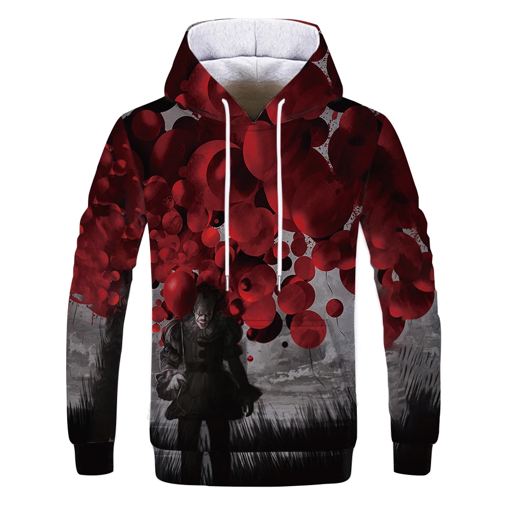

2021 New scary clown Fashion Sweatshirts Japanese Cartoon Loose Hoodie Comfortable Creativity Streetwear Male Hoodie mensHoodie