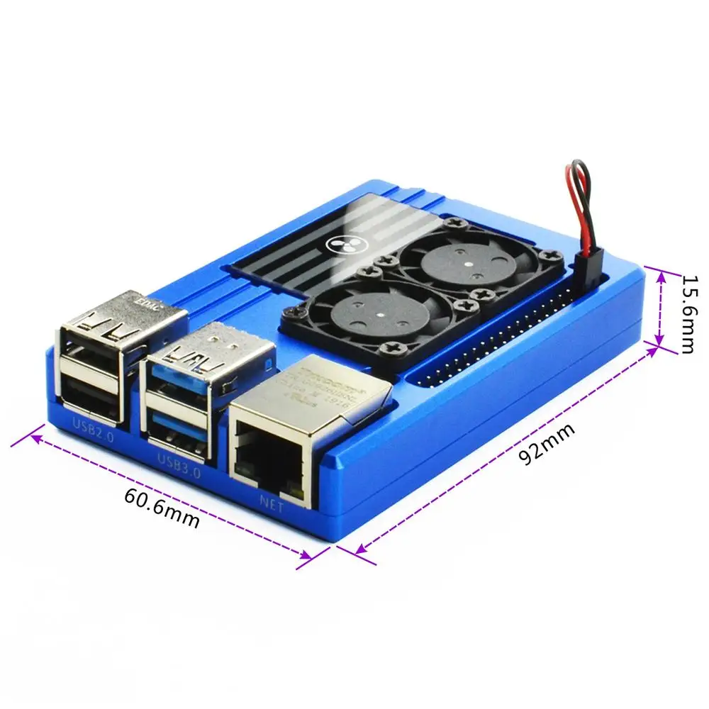 Алюминиевый Чехол для Raspberry Pi 4 с двумя интеллектуальными вентиляторами контроля